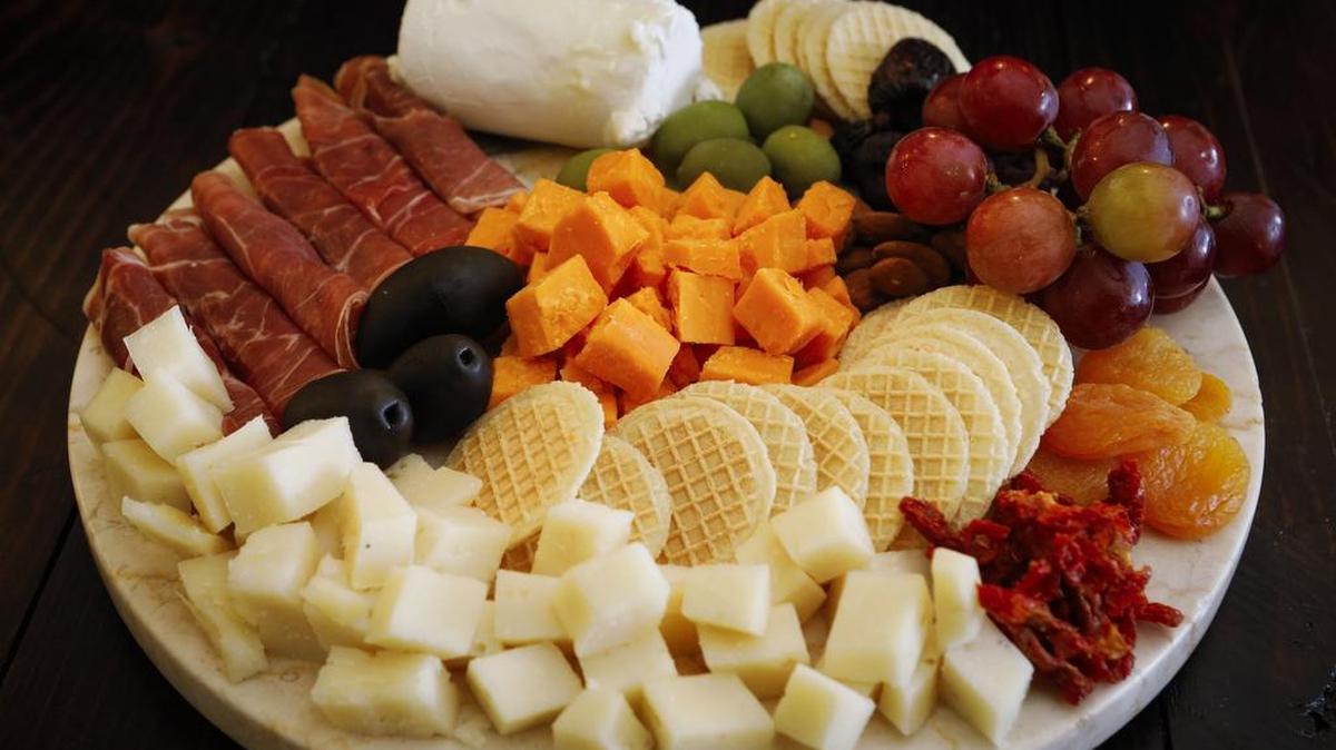 A charcuterie and cheese platter