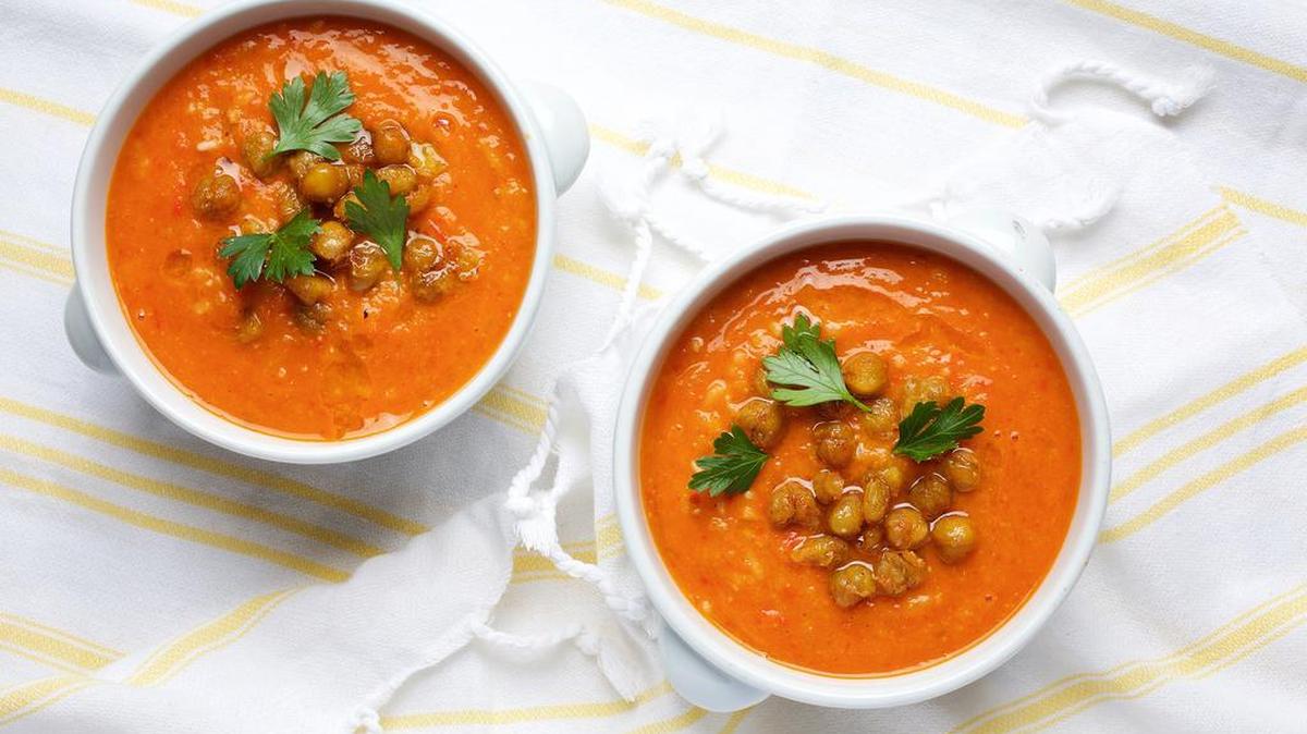 Spicy Red Pepper and Chickpea Soup.