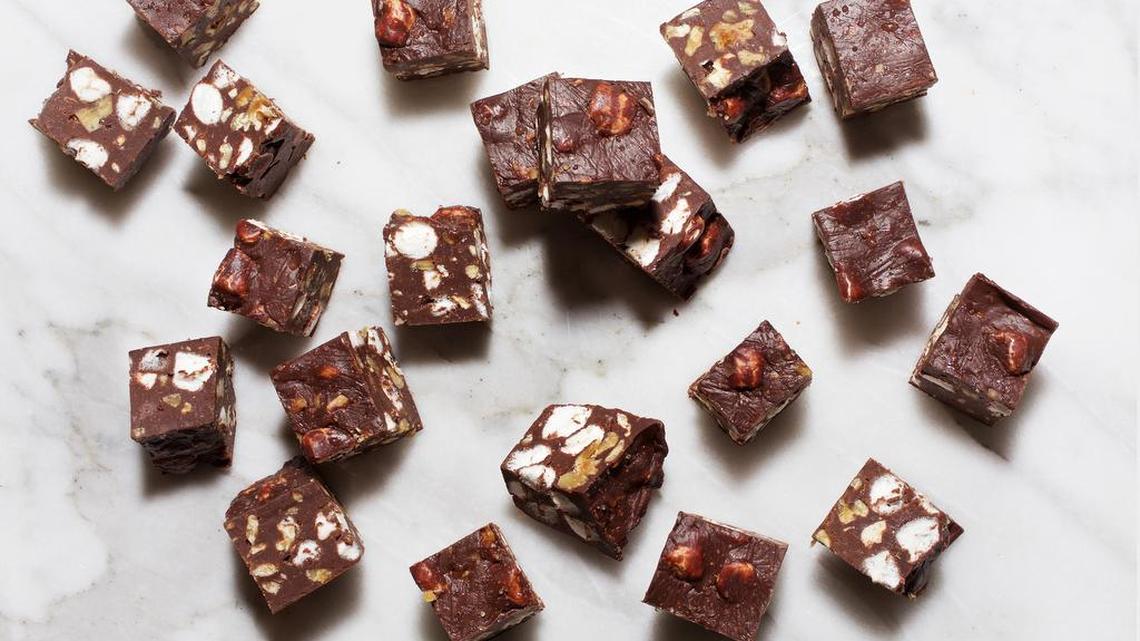 Salted Marshmallow Walnut Fudge. MUST CREDIT: Photo by Deb Lindsey for The Washington Post. Food styling by The Washington Post’s Bonnie S. Benwick.