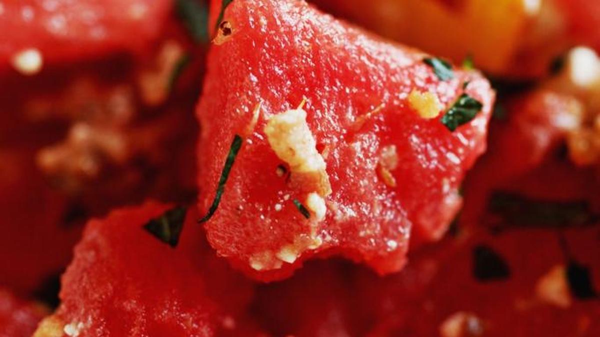 
It's the perfect time of year for tomato and watermelon salad.
