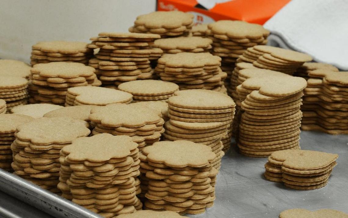 Stacks of cookies await being packed and shipped at Mrs. Hanes’ Moravian Cookies shop in Clemmons.