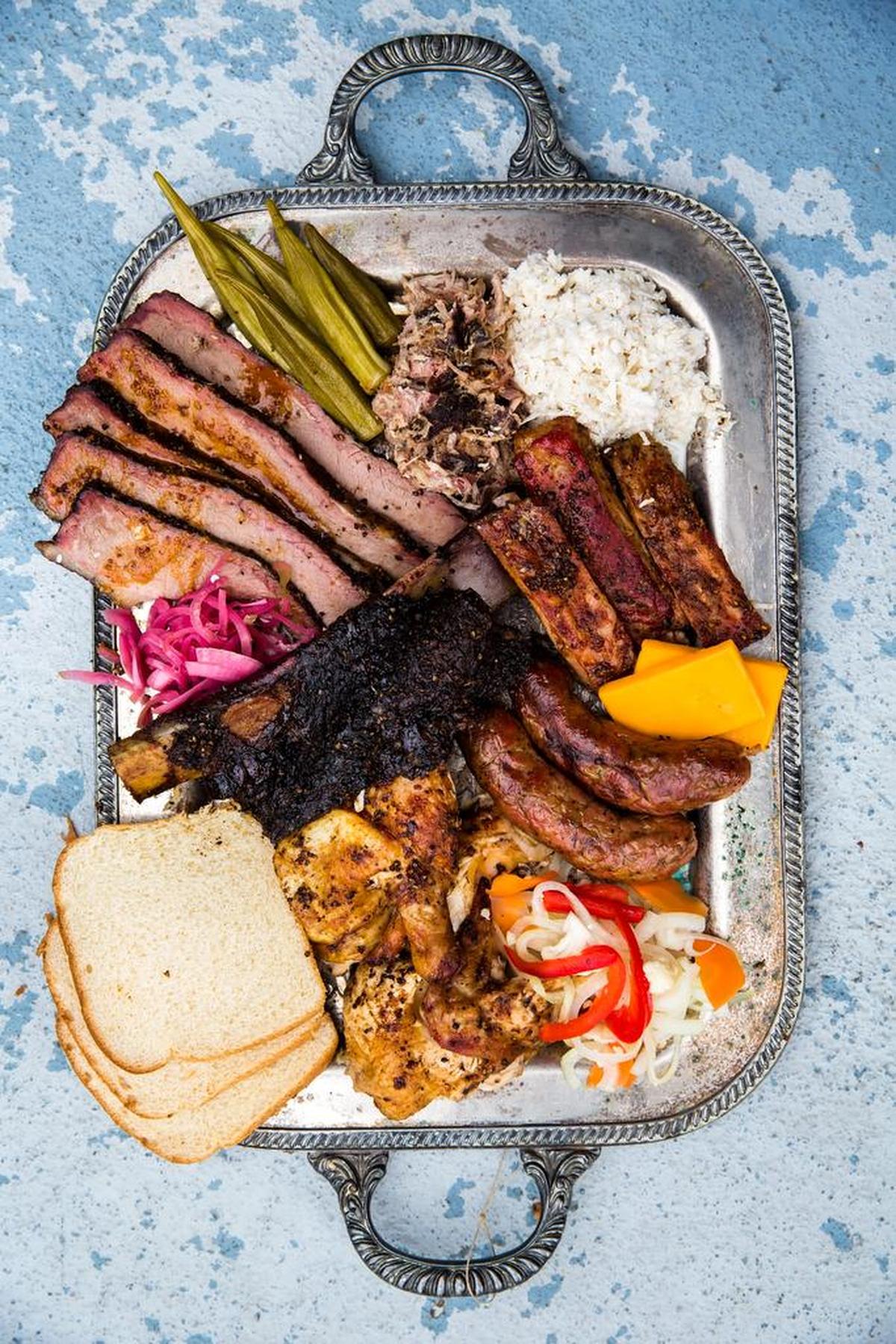 A barbecue platter from Noble Smoke’s catering business.