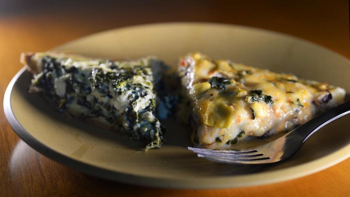 
Whole Food’s spinach and feta quiche (left) and Beverly’s Gourmet Mediterranean quiche were two of the best we tried.
