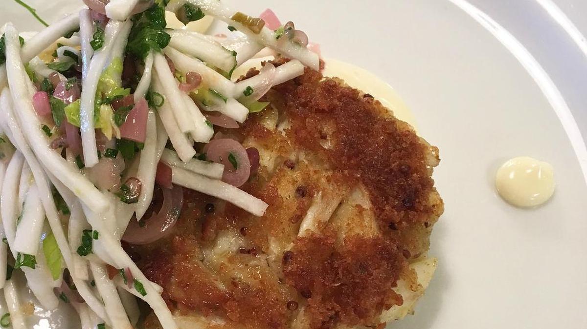 Matt Adler's Crab Cakes With Garlic Aioli.
