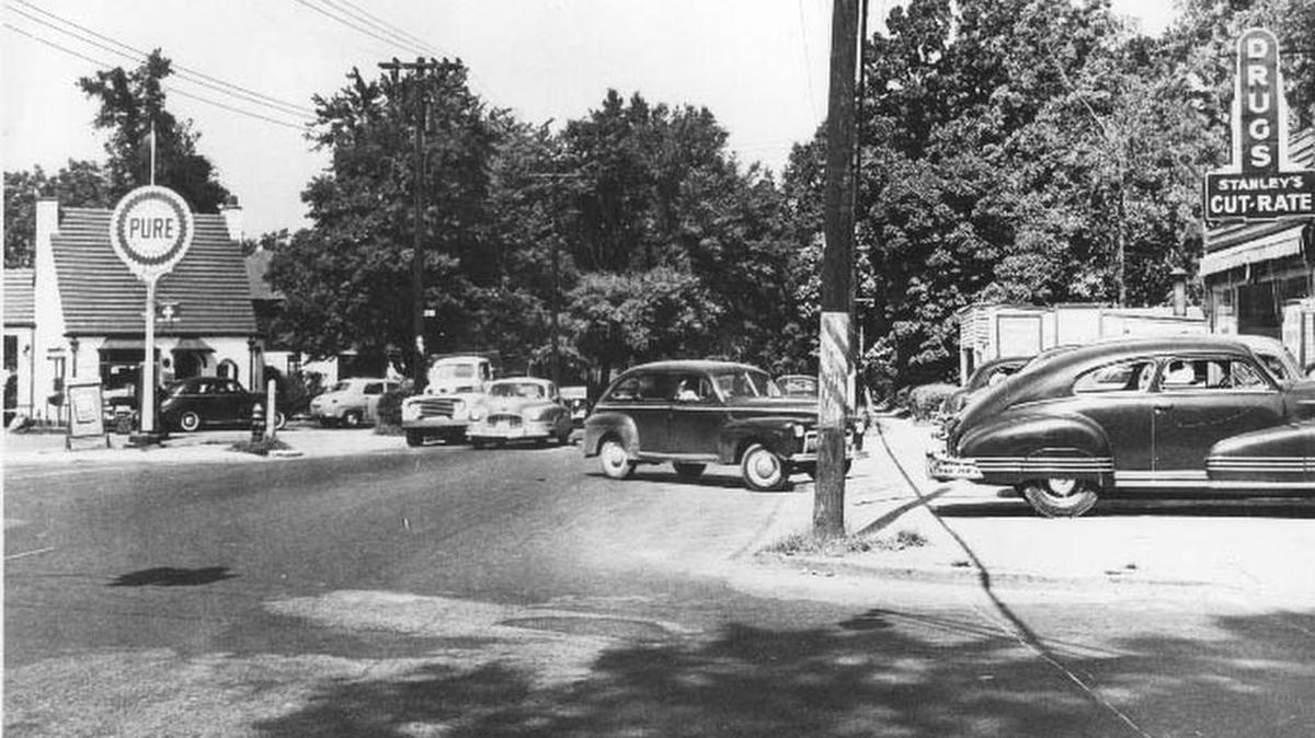 The intersection of 7th, Caswell and Pecan in Charlotte’s Elizabeth neighborhood was already a small business district in 1948, centered around the Stanley Drugstore.