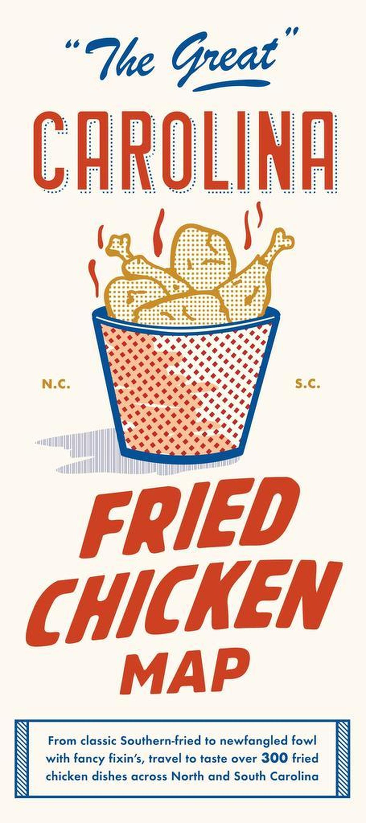 The map covers fried chicken places and styles in both North and South Carolina.
