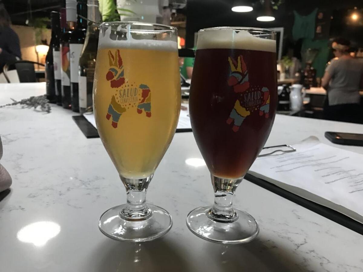 Rwandan white tip tea (left) and flash-chilled coffee (right), on tap at Trade and Lore.