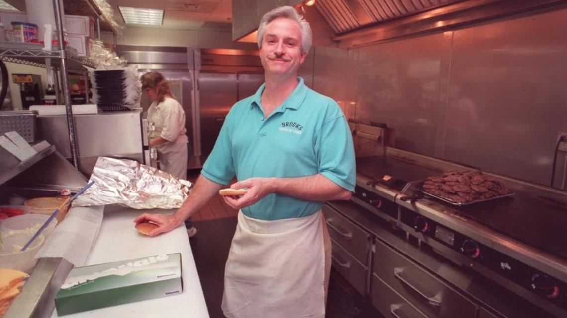 David Brooks cooks up the burgers at Brooks' Sandwich House in uptown Charlotte.