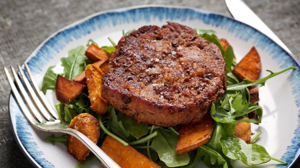 Black Bean Burgers get crispy edges but aren’t too mushy in the middle.