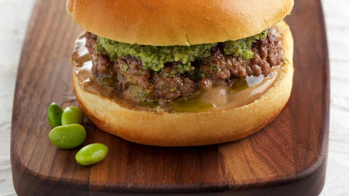 Chef Massimo Bottura's Emilia Burgers have savory touches inside and out.