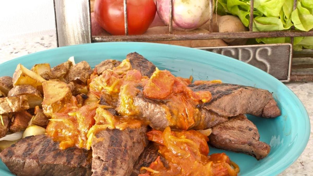 A little sauce is a good thing with steak. This cherry tomato vinaigrette is perfect with many foods.