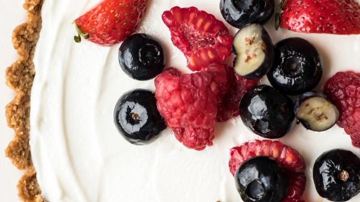 Berry Tart With Honey-Yogurt Filling.