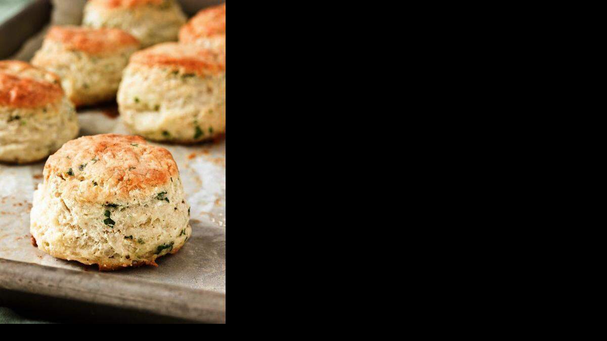 
Greek yogurt provides an airy texture and a subtle tang to these herb biscuits. 

