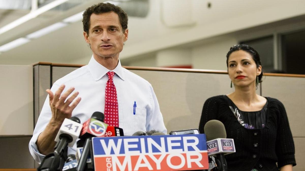 It wasn’t enough for disgraced former New York congressman Anthony Weiner to be caught sexting twice or even to bare his soul in a documentary about his sextcapades. Now he’s been caught sexting a woman, again not his wife, with his toddler son in the crotch shot. (File photo, 2013)
