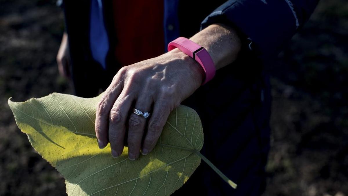 Elise Bloustein, 62, wears a Fitbit on her morning walk through Prospect Park in New York. Older adults are among those who could benefit most from fitness trackers, but experts say there’s a dark side to the devices for some.