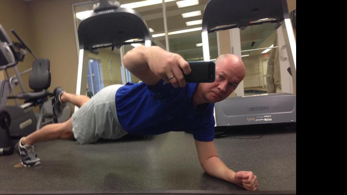 
Dave Brown takes a selfie while holding a “plank” pose.
