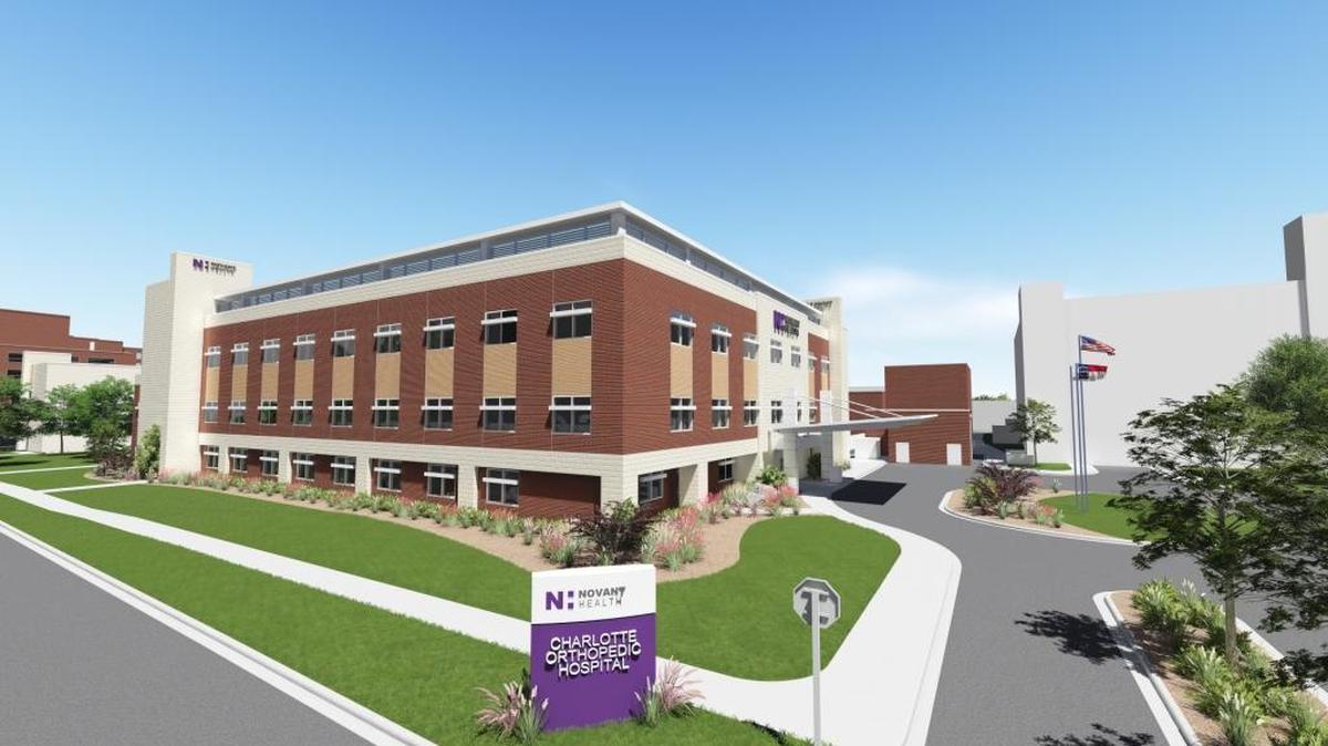 Artist’s rendering of the new Novant Health Charlotte Orthopedic Hospital at the corner of Randolph and Caswell roads. The renovation and expansion is expected to be complete in November 2018.
