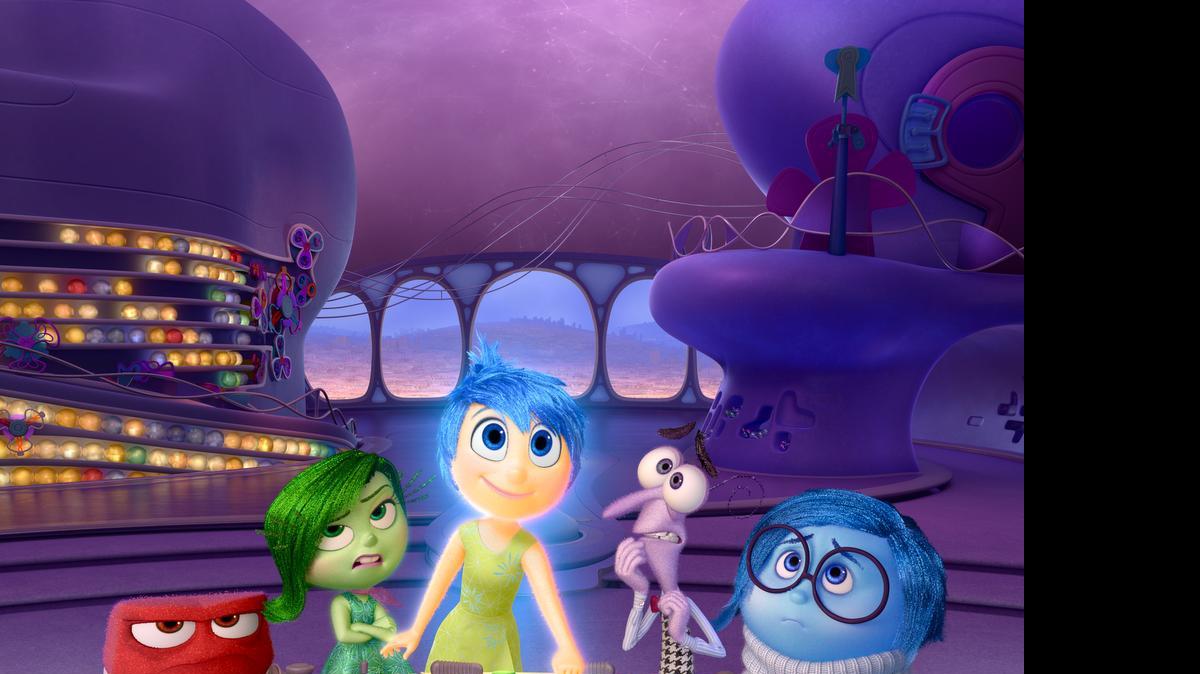 
 From left, Anger, voiced by Lewis Black, Disgust, voiced by Mindy Kaling, Joy, voiced by Amy Poehler, Fear, voiced by Bill Hader, and Sadness, voiced by Phyllis Smith in a scene from “Inside Out.” 
