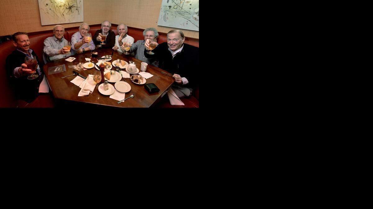 
The Lunch Bunch. from left: Jake Jacobson, Dr. Ed Newman, Dr. Marvin Shapiro, Stephen Girard, Harvey Barer, Bill Gorelick and Dr. Barry Marshall. Not pictured: Larry Polsky. You can’t solve a problem, Marshall says, if you don’t listen to all points of view.



