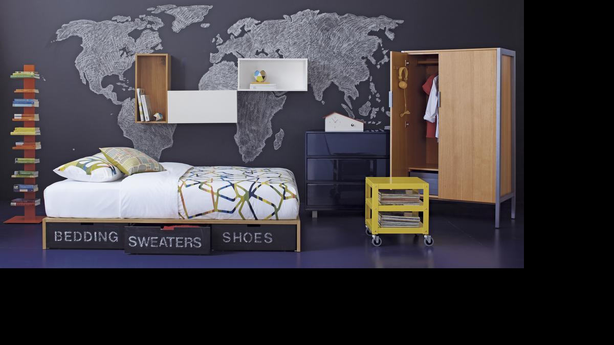 
Vertical shelves, like the CB2's Array Bookcase, make great space-savers.
