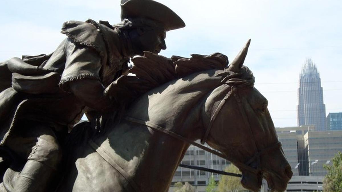 Tradition holds that Captain James Jack, by local sculptor Chas Fagan, took the Meck Dec to the Continental Congress from Charlotte in 1775.