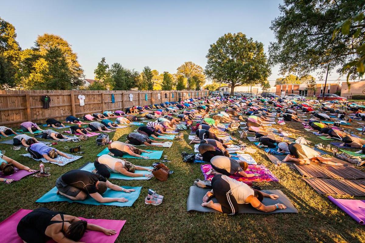 OMB Yoga on Tap class.
