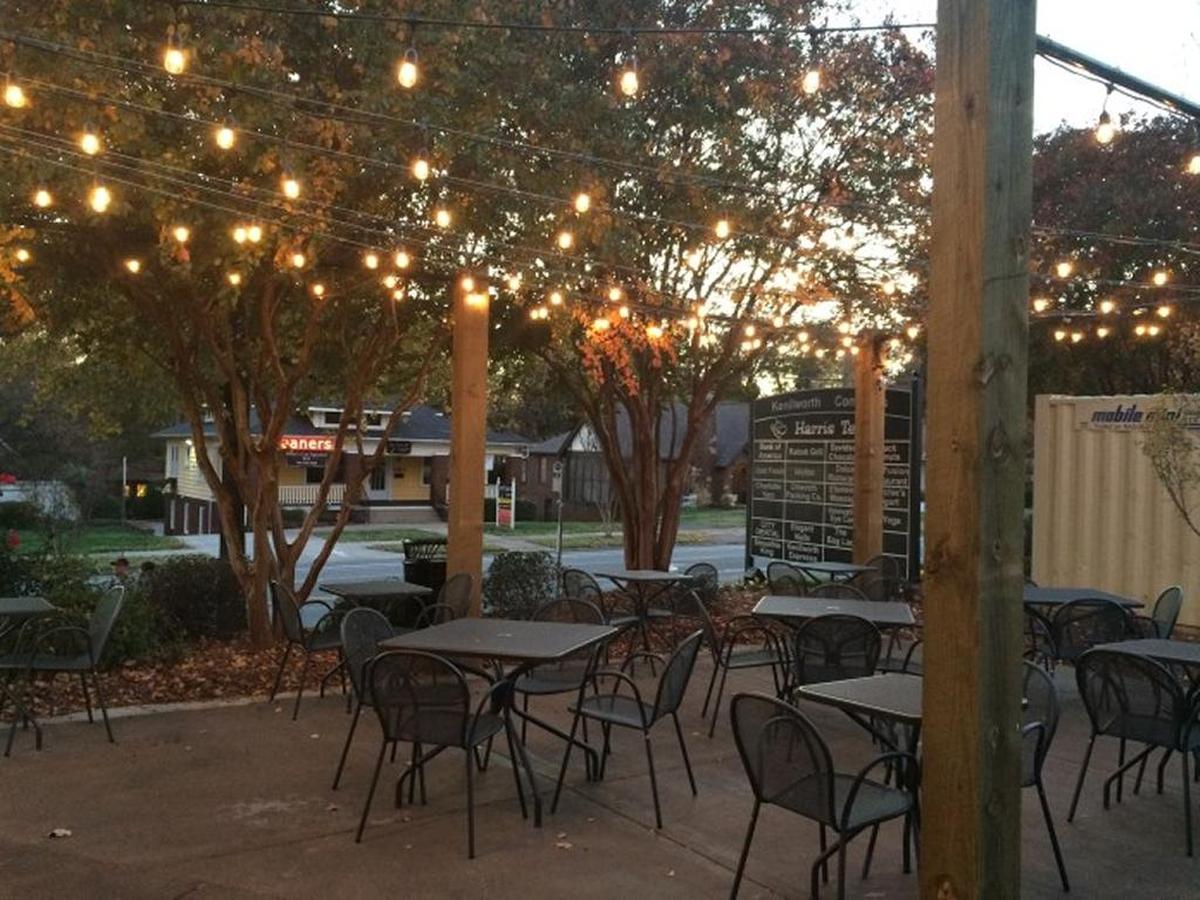 There’s nothing like parking yourself on a patio space in Charlotte. This one at Foxcroft Wine Co. in Dilworth features elegant strings of white lights.