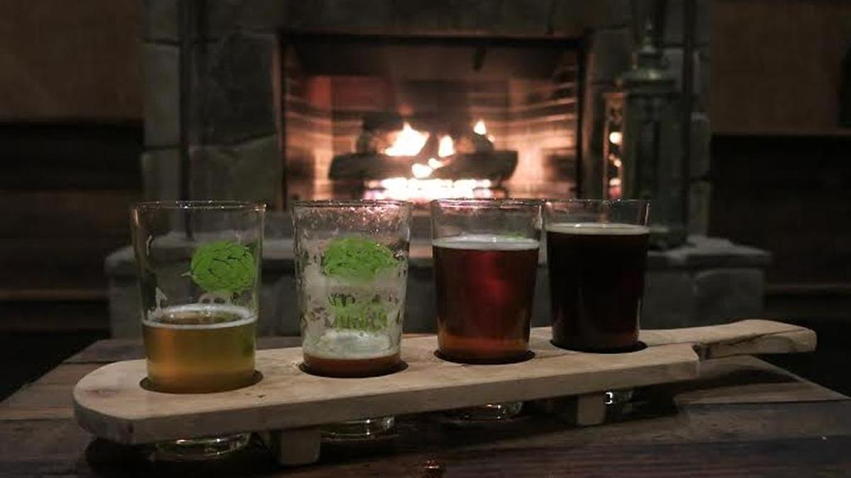 
When the weather turns cool, Primal Brewery's fireplace is the perfect spot to enjoy one of their beers.
