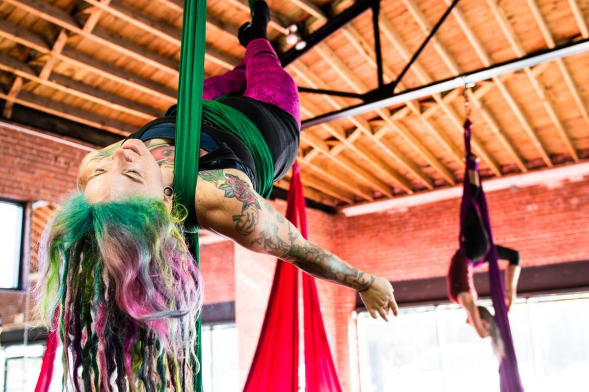 Aerial CLT offers classes with silks, trapeze and hoops.