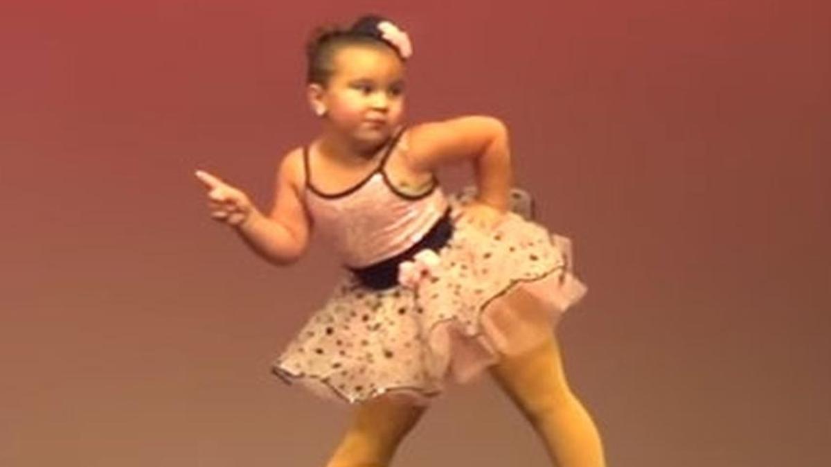 
Johanna, 6, dances along to Aretha Franklin’s ‘Respect’ at a recent recital.
