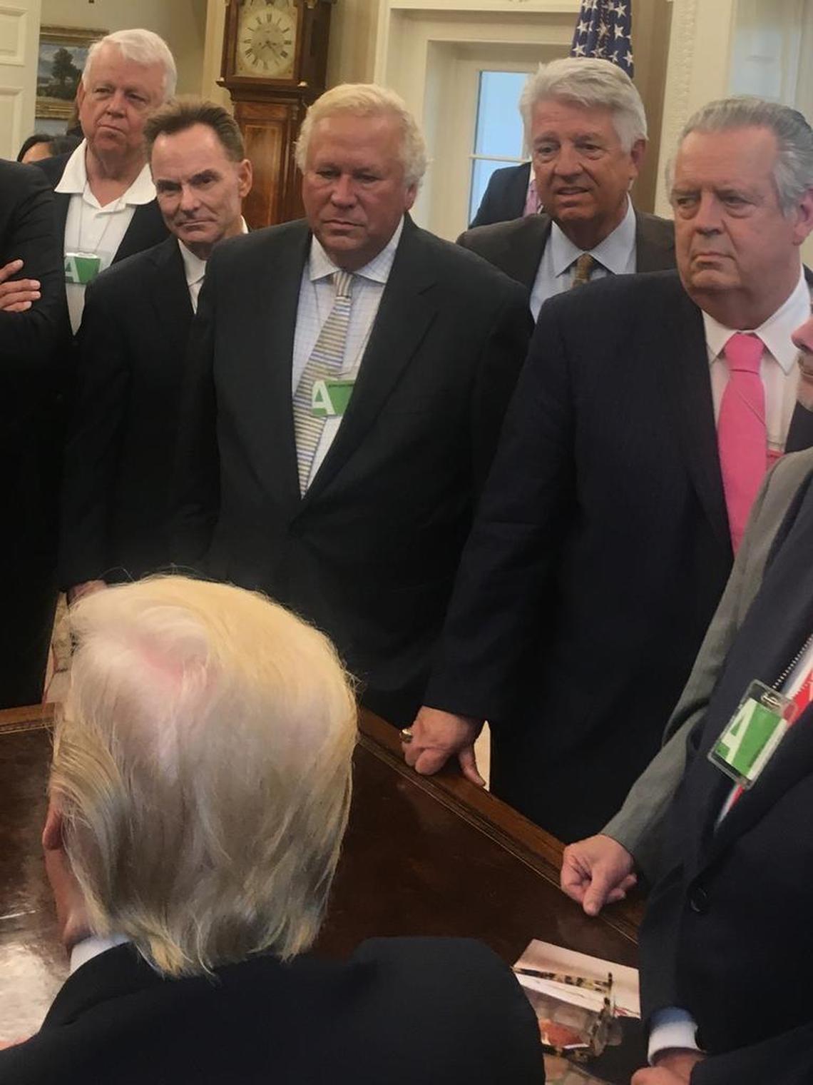Richard Land (at far right) was among the evangelical leaders who met with and prayed over President Donald Trump in the Oval Office this week.