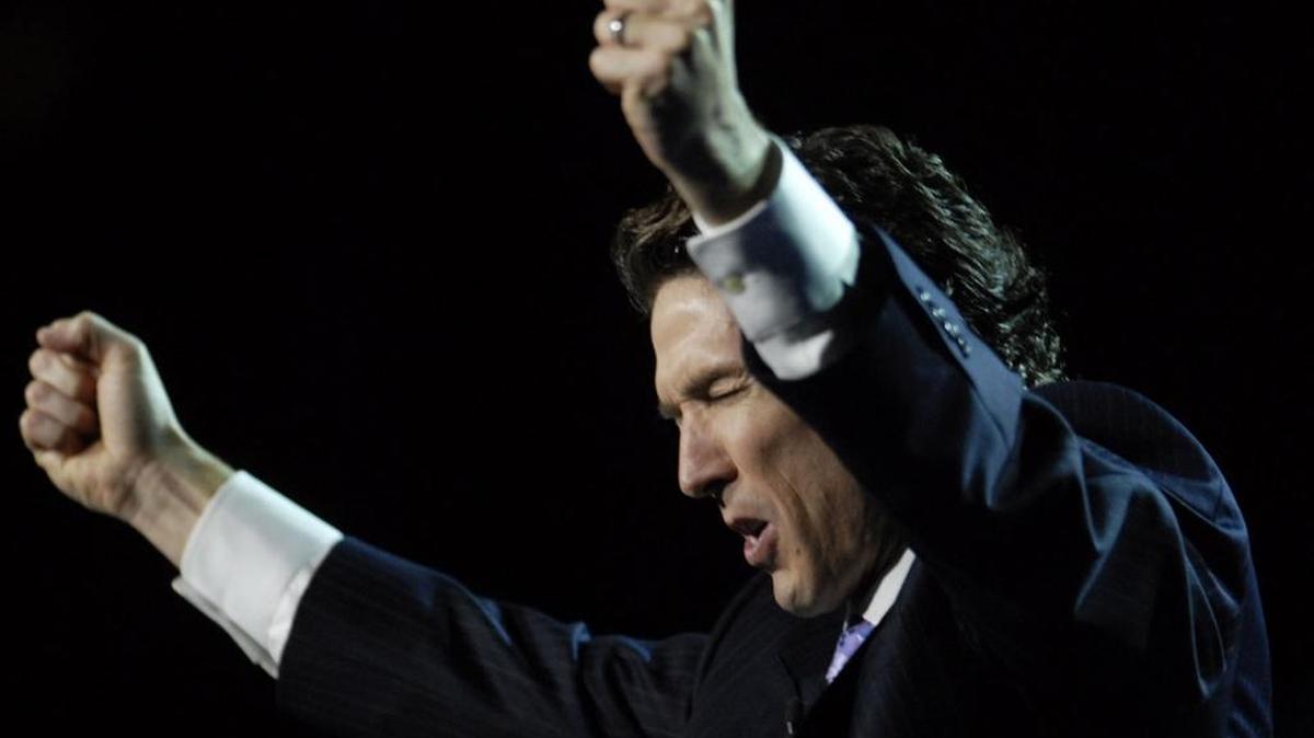 Televangelist Joel Osteen preaches at his “Night of Hope” show at Charlotte's Time Warner Cable Arena on Friday, September 11, 2009. Osteen is the pastor at Lakewood Church in Houston.