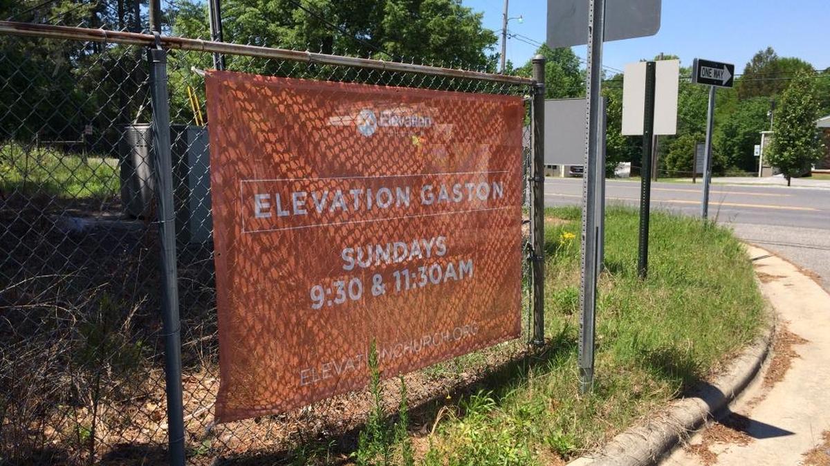 Elevation Church sign this week at exit of Forestview High School in Gastonia.