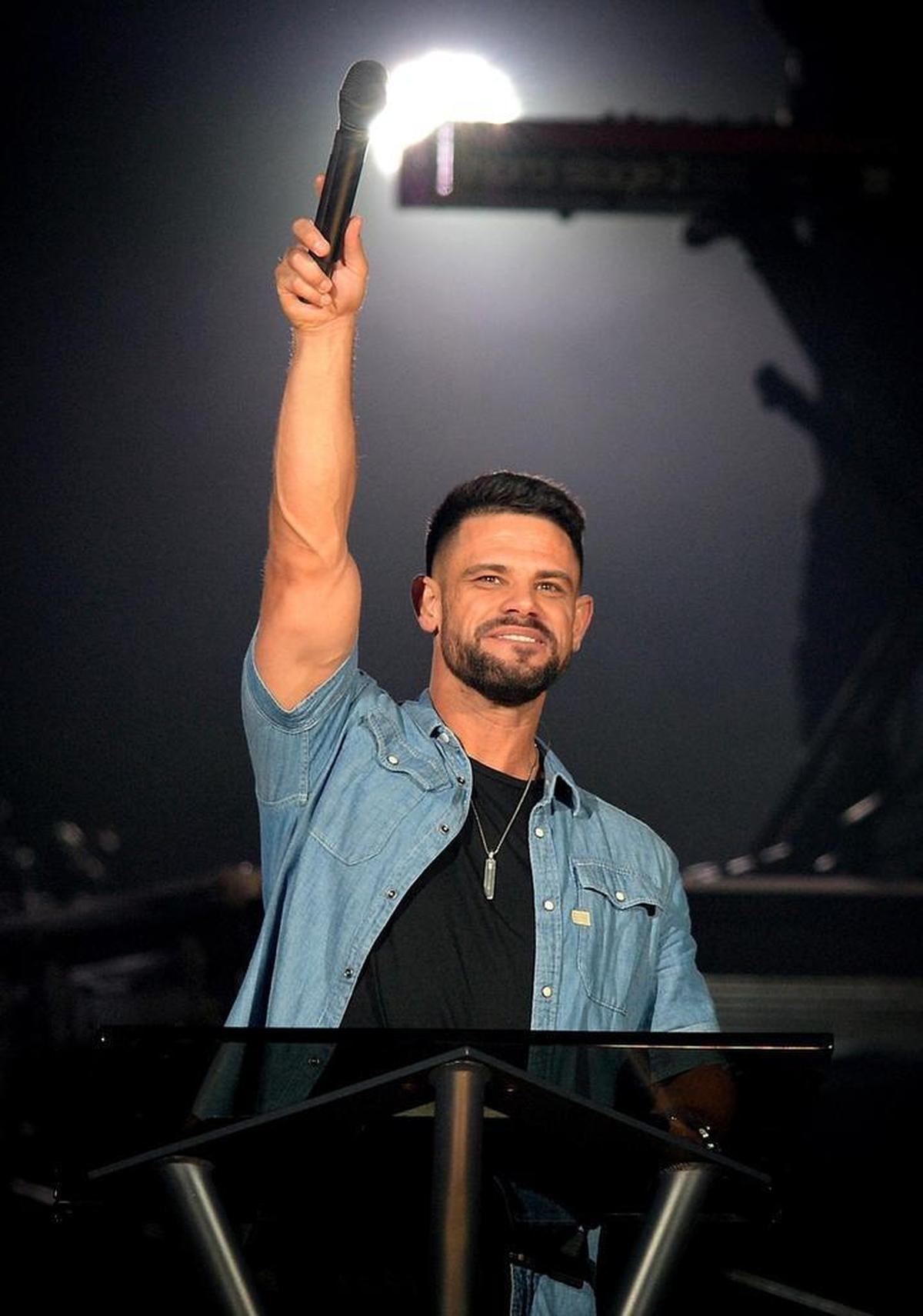 Elevation Pastor Steven Furtick ministers to the audience during the national Outcry Tour 2017 concert at Bojangles’ Coliseum on Wednesday, May 3, 2017.