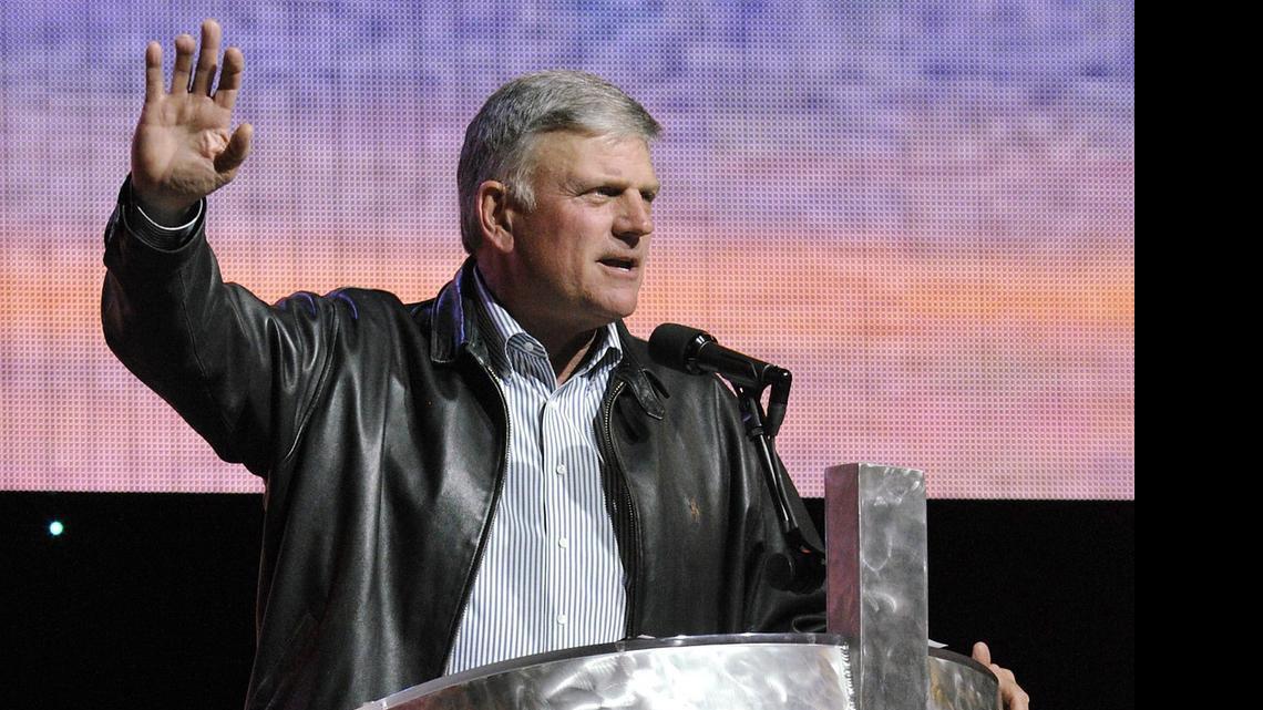 
Franklin Graham, seen here speaking at a 2014 evangelism festival, is calling on Christians to boycott corporations that feature same-sex relationships in their commercials.
