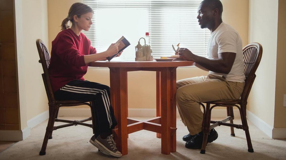 
Kate Mara portrays Ashley Smith and David Oyelowo portrays Brian Nichols in a scene from “Captive.” 
