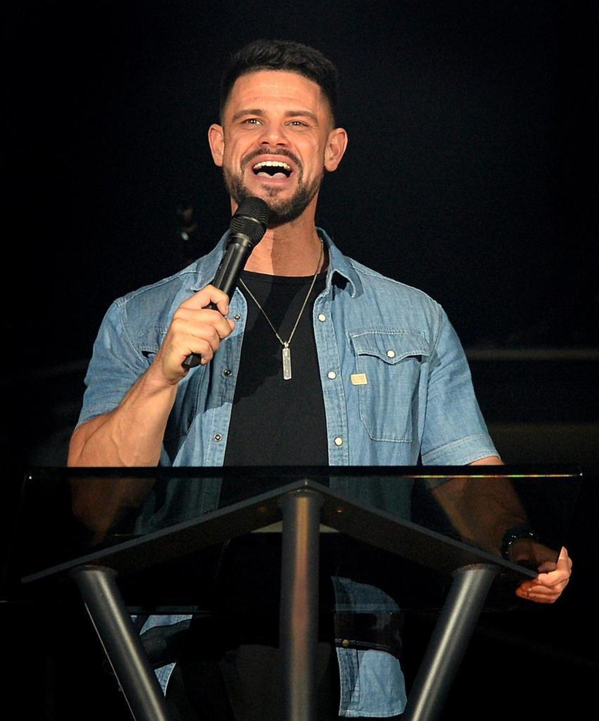 Elevation Pastor Steven Furtick ministers to the audience during the national Outcry Tour 2017 concert at Bojangles’ Coliseum on Wednesday, May 3, 2017.