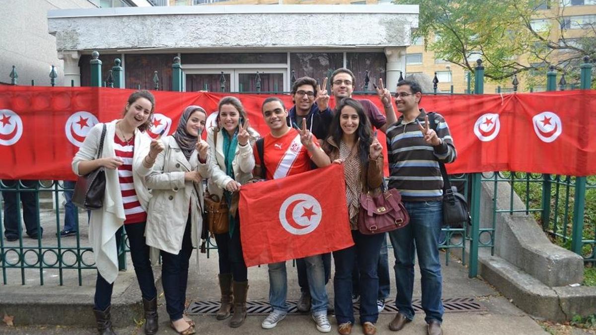 Muslims voting in Tunisia 2011. The ink on the fingers is used to indicate the person has voted and prevents them from voting again.