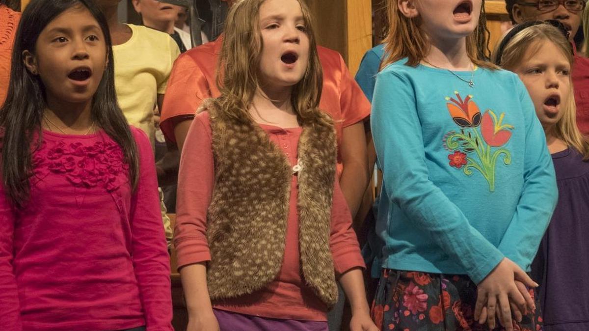At the 2014 interfaith Thanksgiving service, a children’s choir sang at The Park Church.
