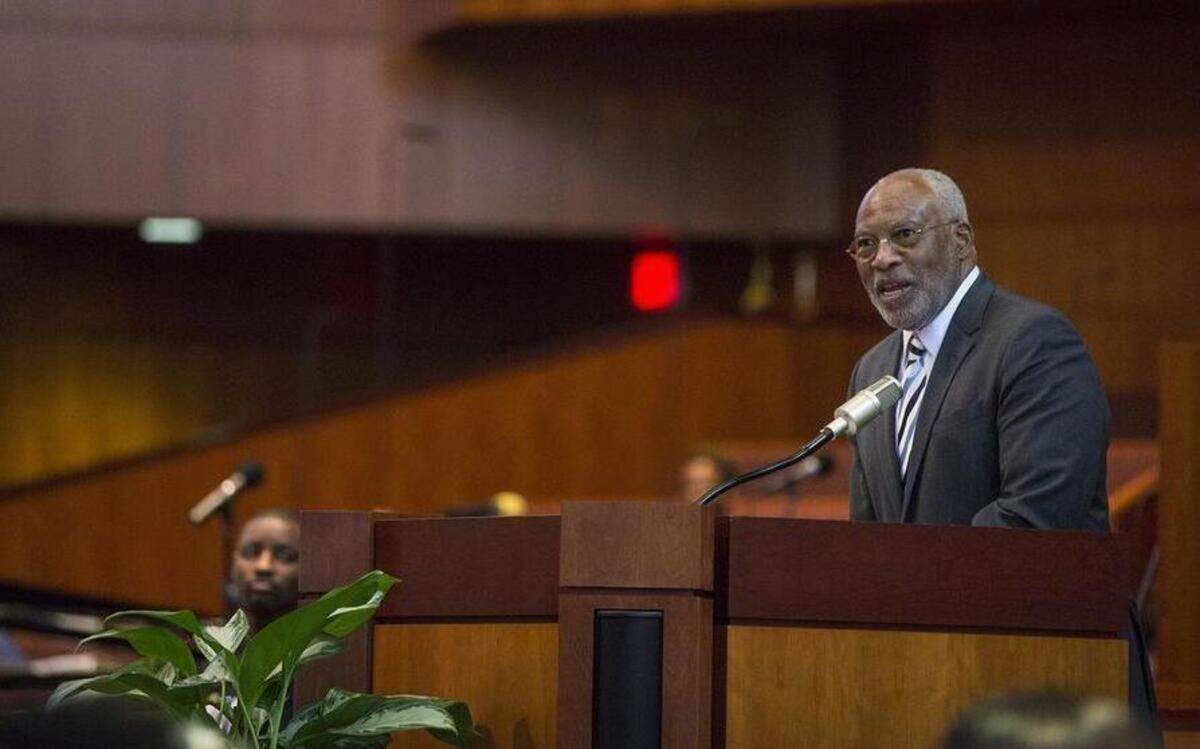 
Pastor Clifford Jones Sr. speaks about the Charleston shooting Sunday at Friendship Missionary Baptist Church.
