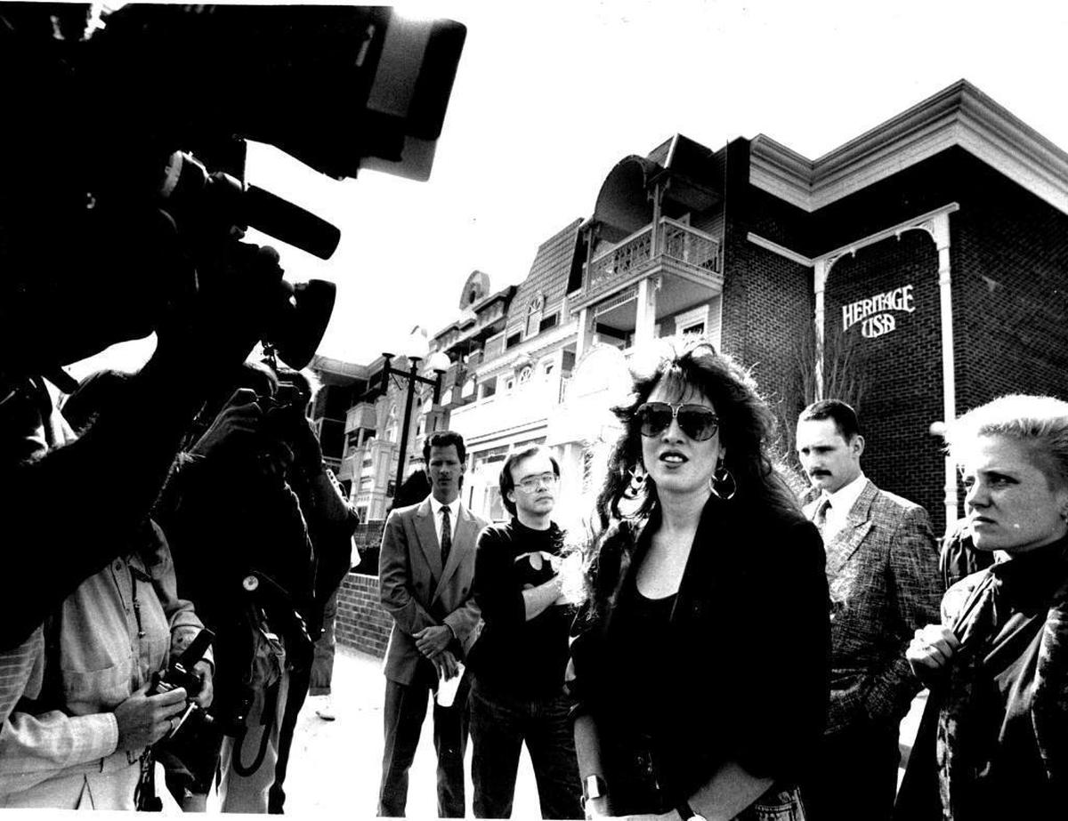 PTL employee Jessica Hahn tours Heritage USA in 1989.