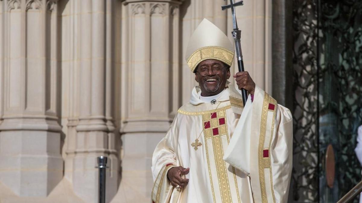 The Most Reverend Michael Bruce Curry, the 27th Presiding Bishop and Primate of the Episcopal Church, after his installation at the National Cathedral in Washington, DC, November 1, 2015.