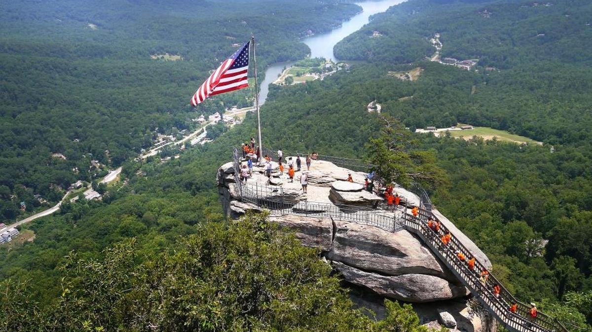 Enjoy views of Lake Lure and Hickory Nut Gorge.