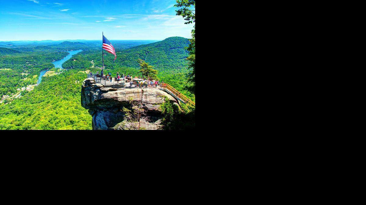 
The granite monolith called Chimney Rock has attracted visitors for more than a century. 
