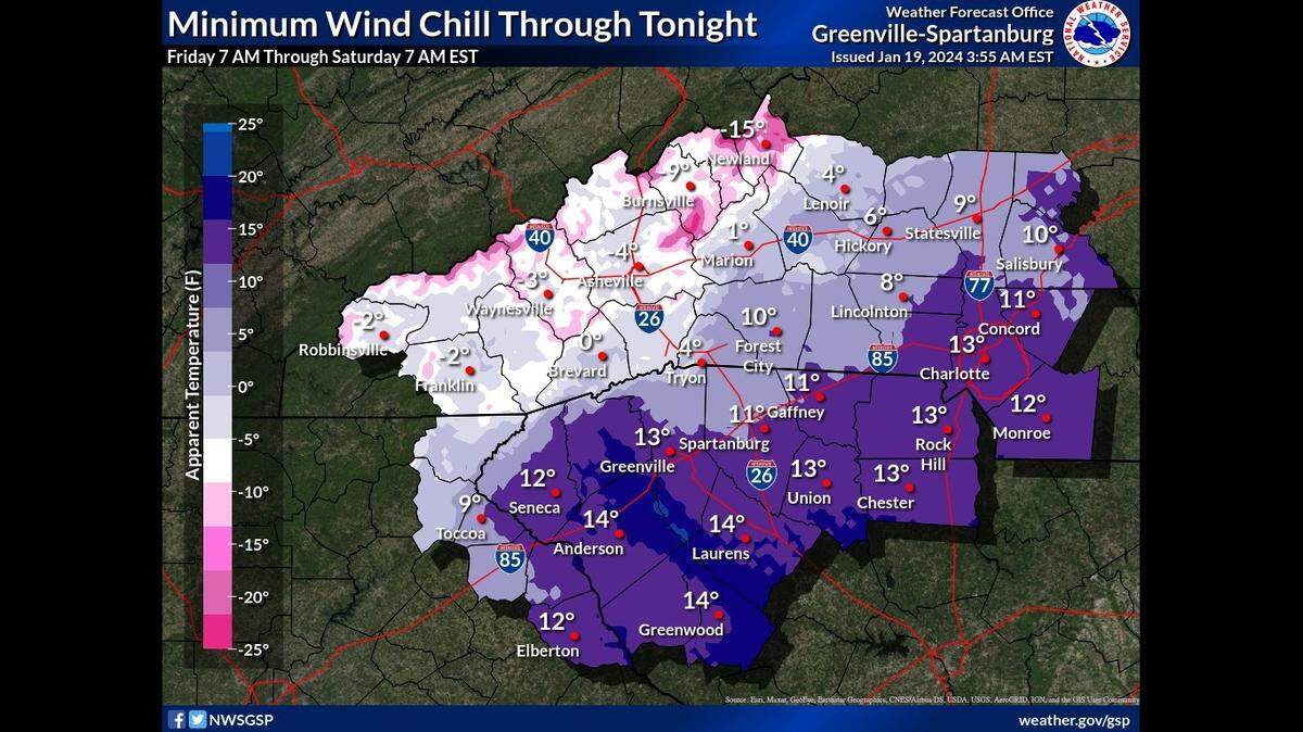 “Bitter wind chills” and up to 10 inches of snow could hit parts of the North Carolina mountains.