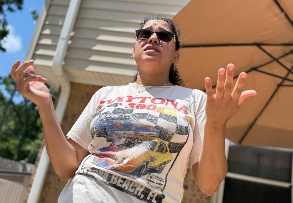 Mildres Ortais talks about her Rock Hill neighborhood Thursday.