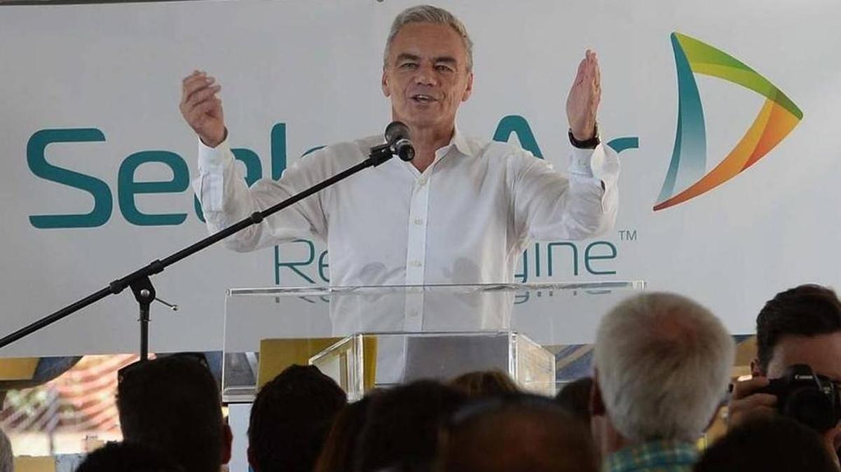 Jerome Peribere, president and CEO of Sealed Air, speaks to the crowd at the groundbreaking ceremonies for the Sealed Air global corporate headquarters on June 25, 2015 in Charlotte.