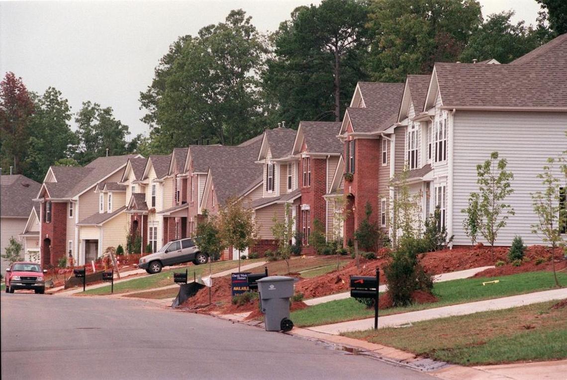 A row of single-family homes along Charter Hills Road in south Mecklenburg County. The construction of single-family rental homes is on the rise in the Charlotte metro as homeownership costs rise.