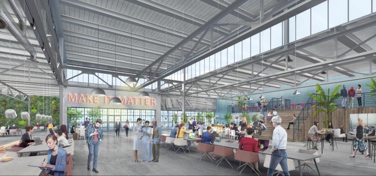 Rendering of the exterior of the Gama Goat Building.