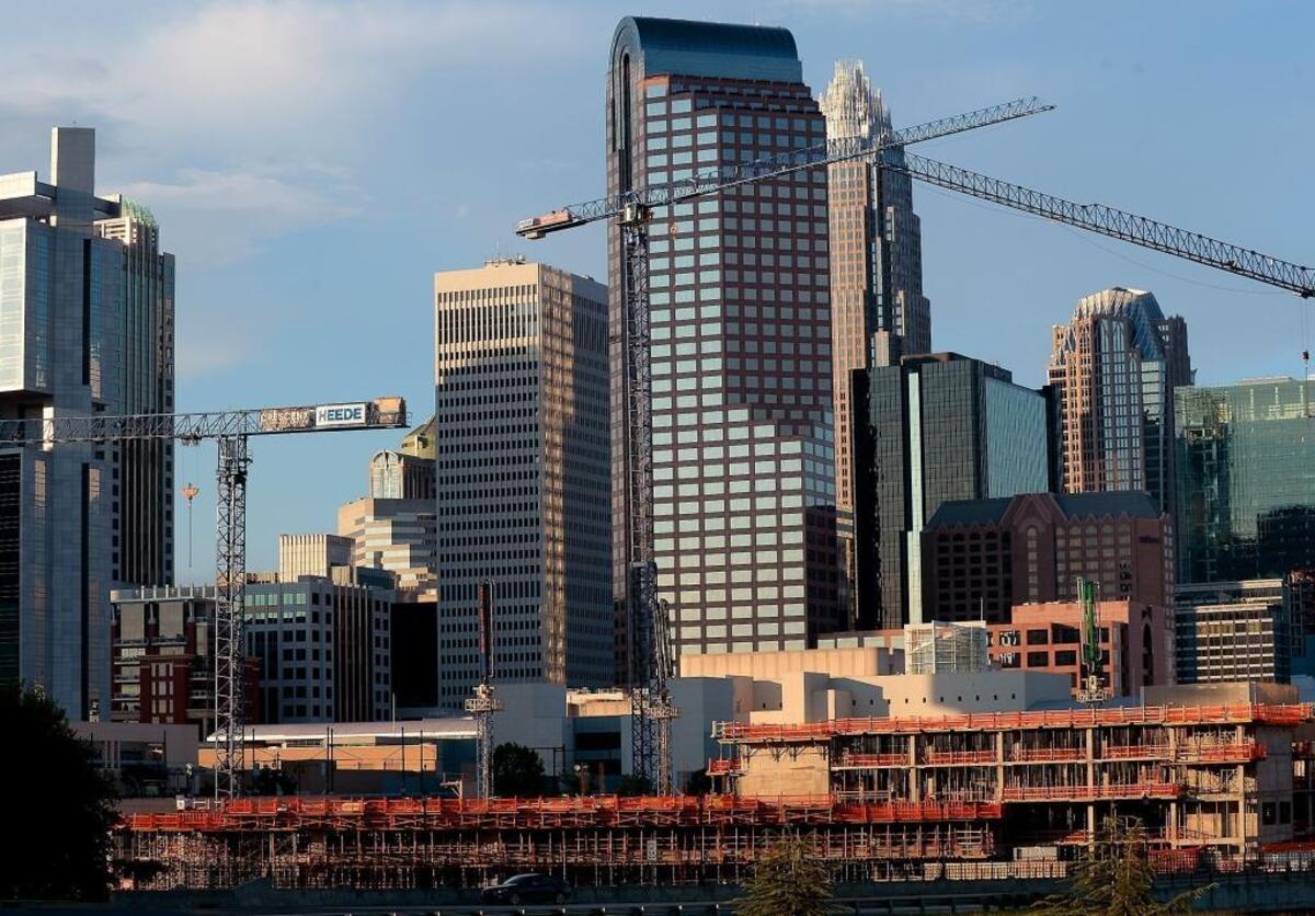 Cranes are a continuing sight in uptown Charlotte, as development continues.
